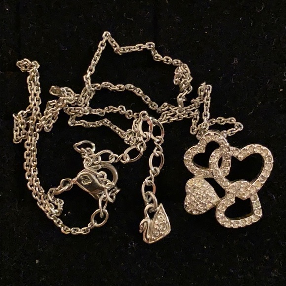 Swarovski Brand Four Hearts Necklace with Crystals - Picture 1 of 5